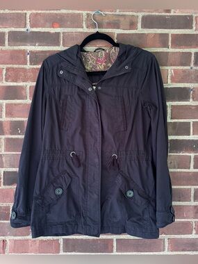 Cherokee Women’s Hooded Utility Jacket Black Light Weight Size 14 UK US 10